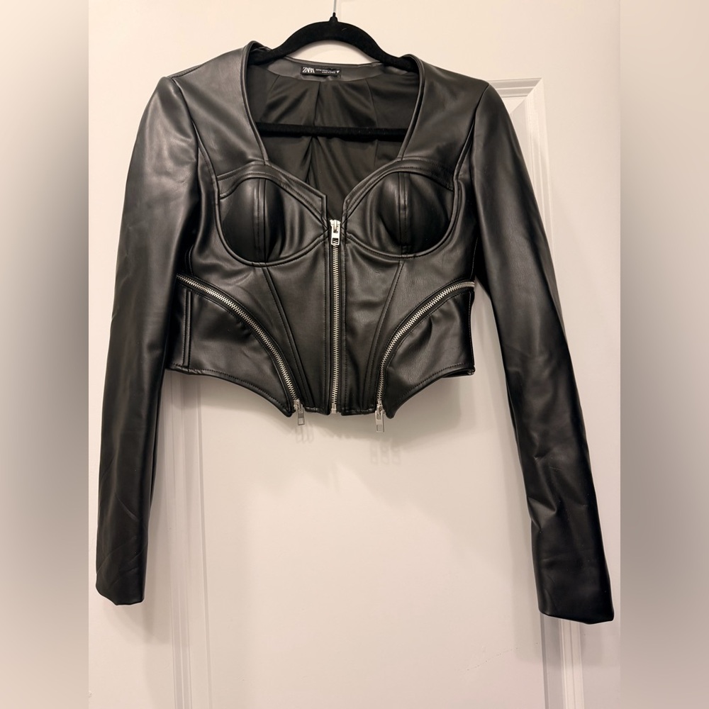 Zara Black Leather Women's Faux Leather Top